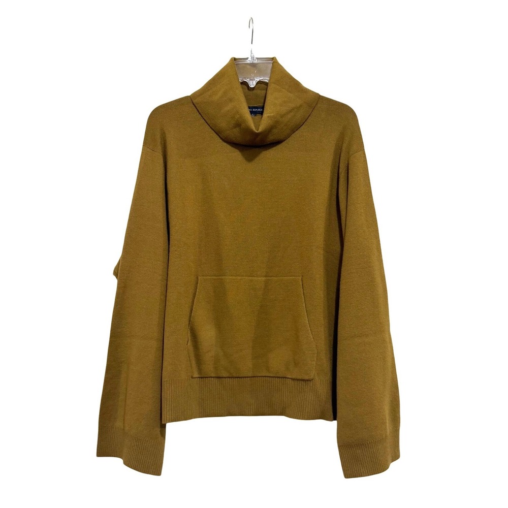 Banana Republic Serene Cowl Neck Sweater Mustard Gold Ecovero Knit Large NWT